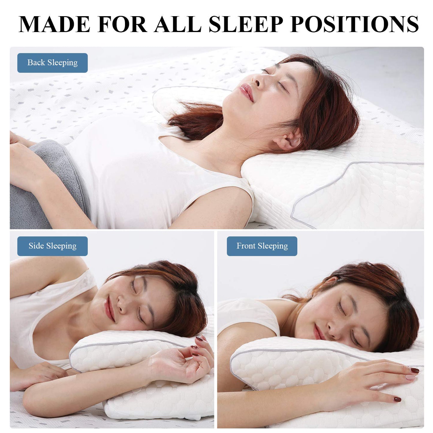 Cervical Memory Foam Pillow Contoured Orthopedic Pillow Ergonomic Pillows for Neck Shoulder Back Support for Side/Back Stomach Sleepers