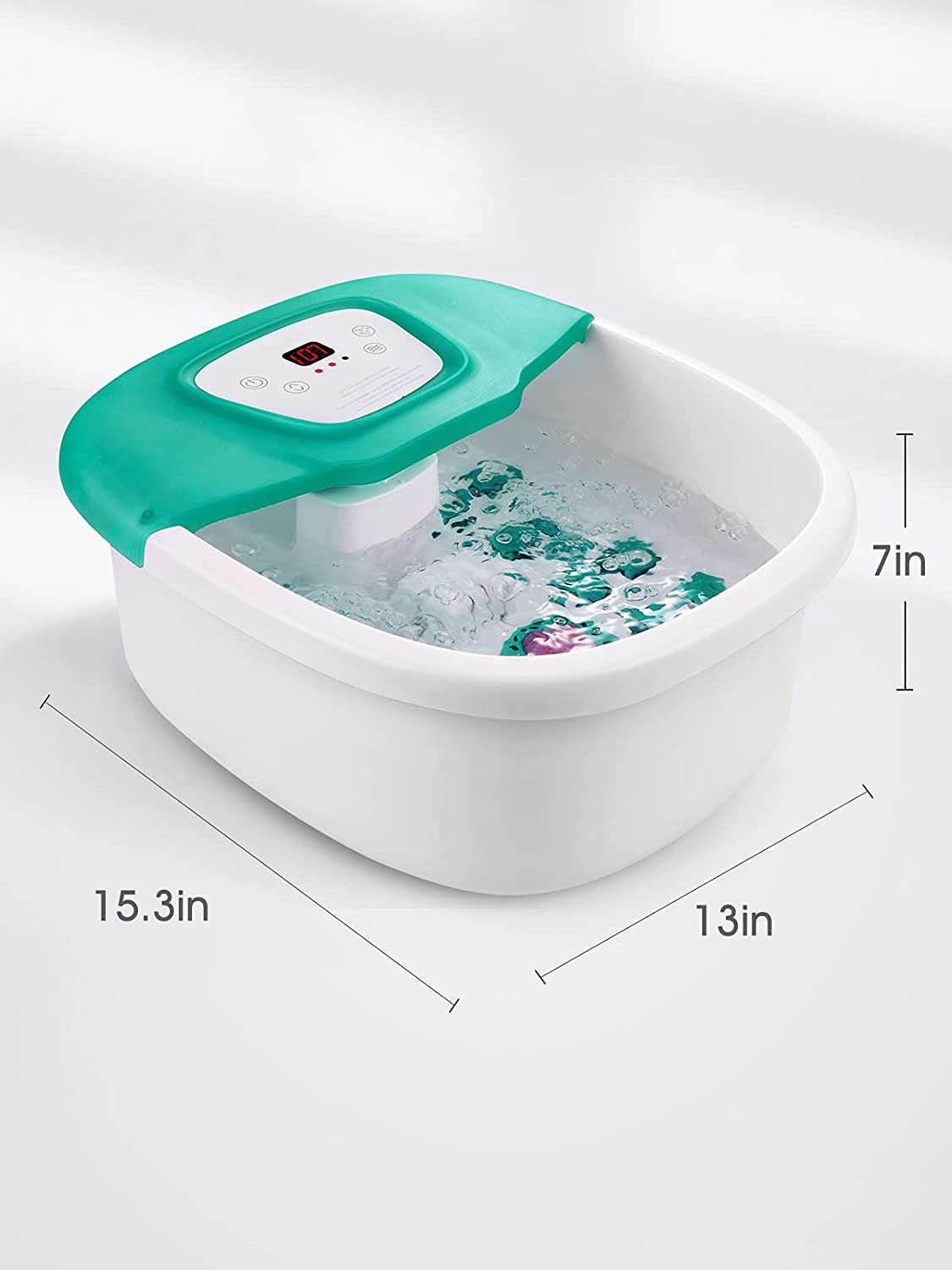 Foot Spa Bath Massager with Heat, Bubble and Vibration Pedicure Grinding Stone Foot Soaker 16 Detachable Massage Rollers and Digital Temperature Control Panel for Soothe and Comfort Feet