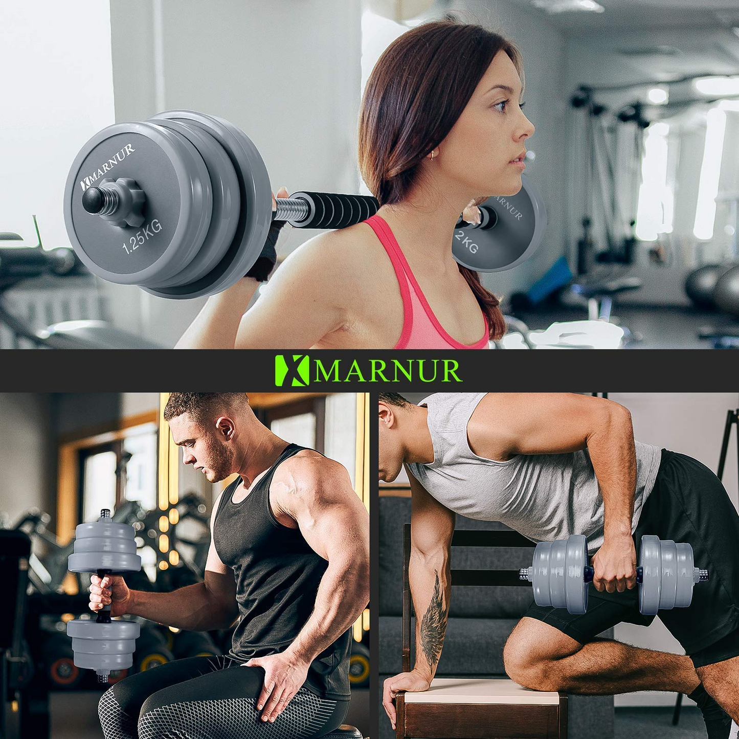 MARNUR Adjustable Dumbbell Barbell Weight Set, 44 LB Dumbbell Barbell Set with Connecting Rod Used as Barbell Weight Set for Exercises Fitness, Home Gym Weights for Men and Women