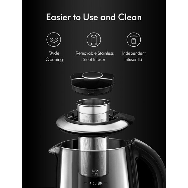 Electric Kettle Stainless Steel with Removable Infuser, Auto Keep Warm,1.7 L 2200 W