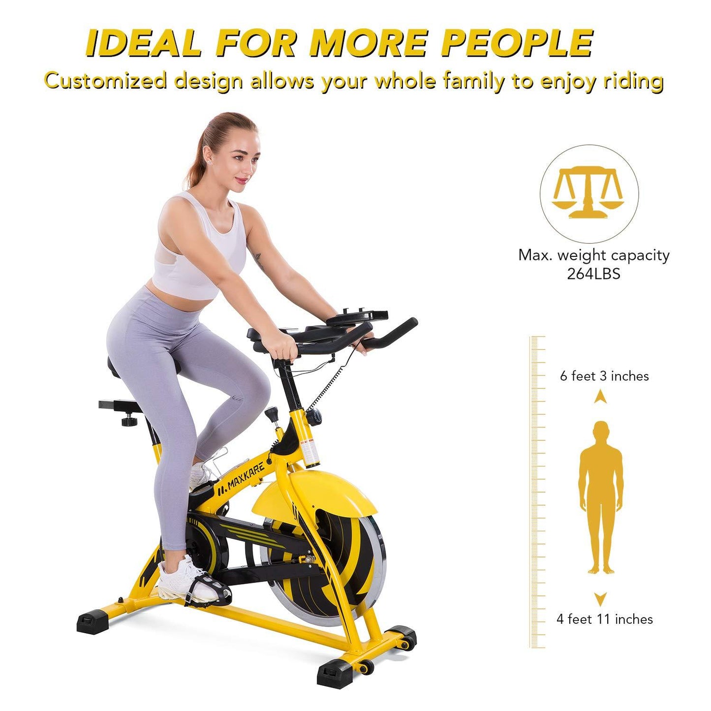 44lbs Flywheel Exercise Bike Stationary Bike Belt Drive with Pulse Sensor/LCD Monitor/Ipad Mount/ Adjustable Handlebar Indoor Cycling Bike for Home Cardio Workout
