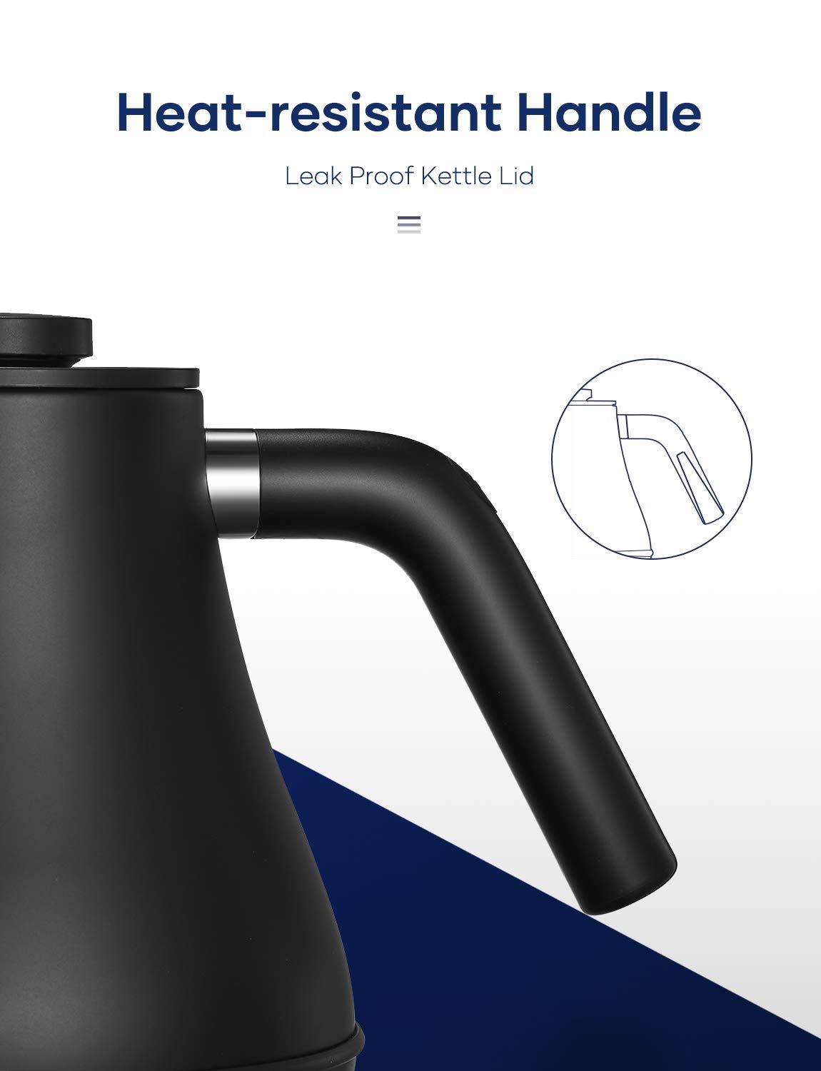 Willsence Electric Gooseneck Coffee Kettle with Temperature Control, 1200W Pour Over Electric Kettle for Coffee and Tea, Black