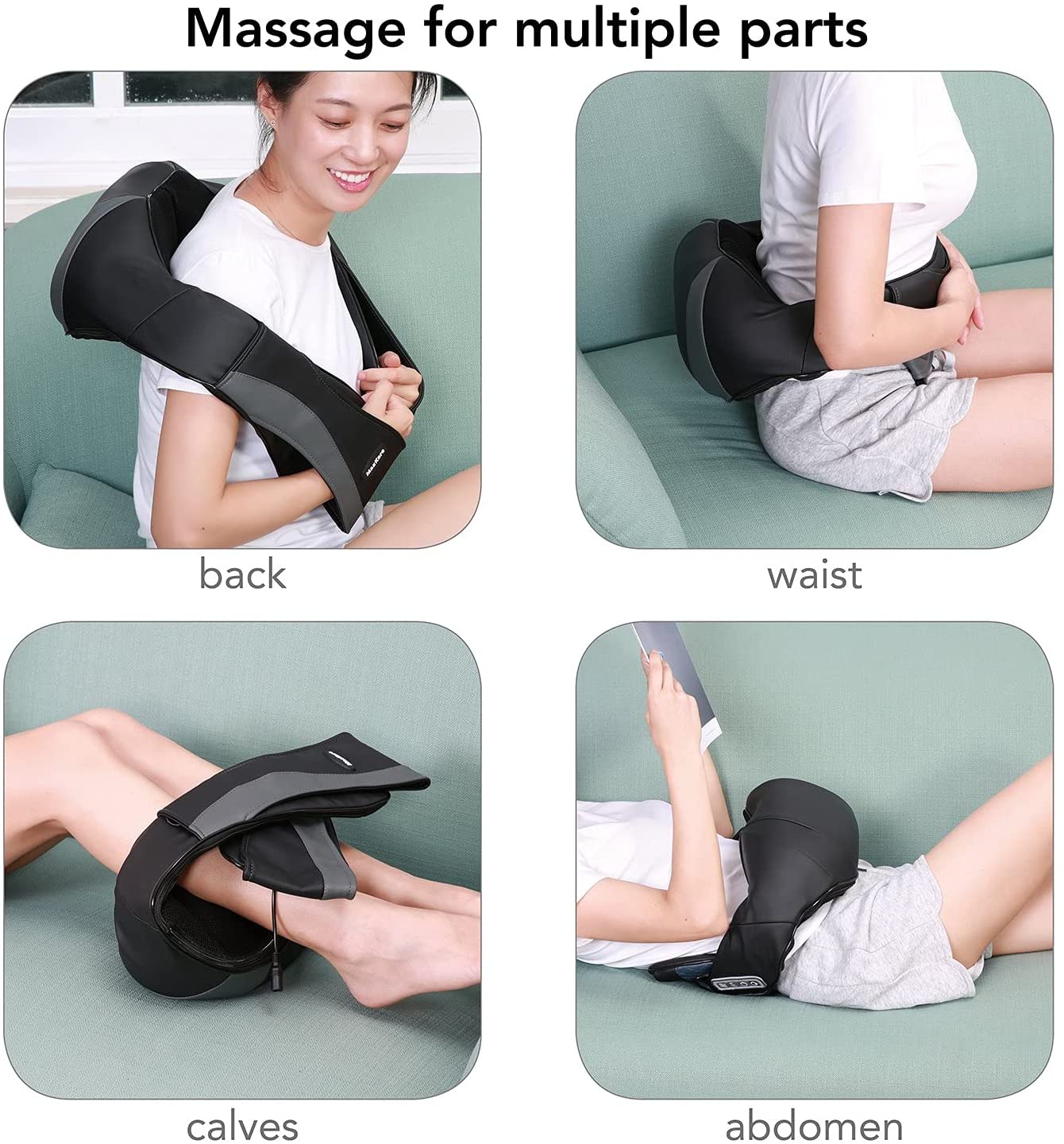 Shiatsu Back and Neck Massager with 3 Levels Adjustable Heating, 8 Nodes Deep Kneading Massage for Neck, Back, Shoulder, Use at Home, Car, Office Christmas Gifts