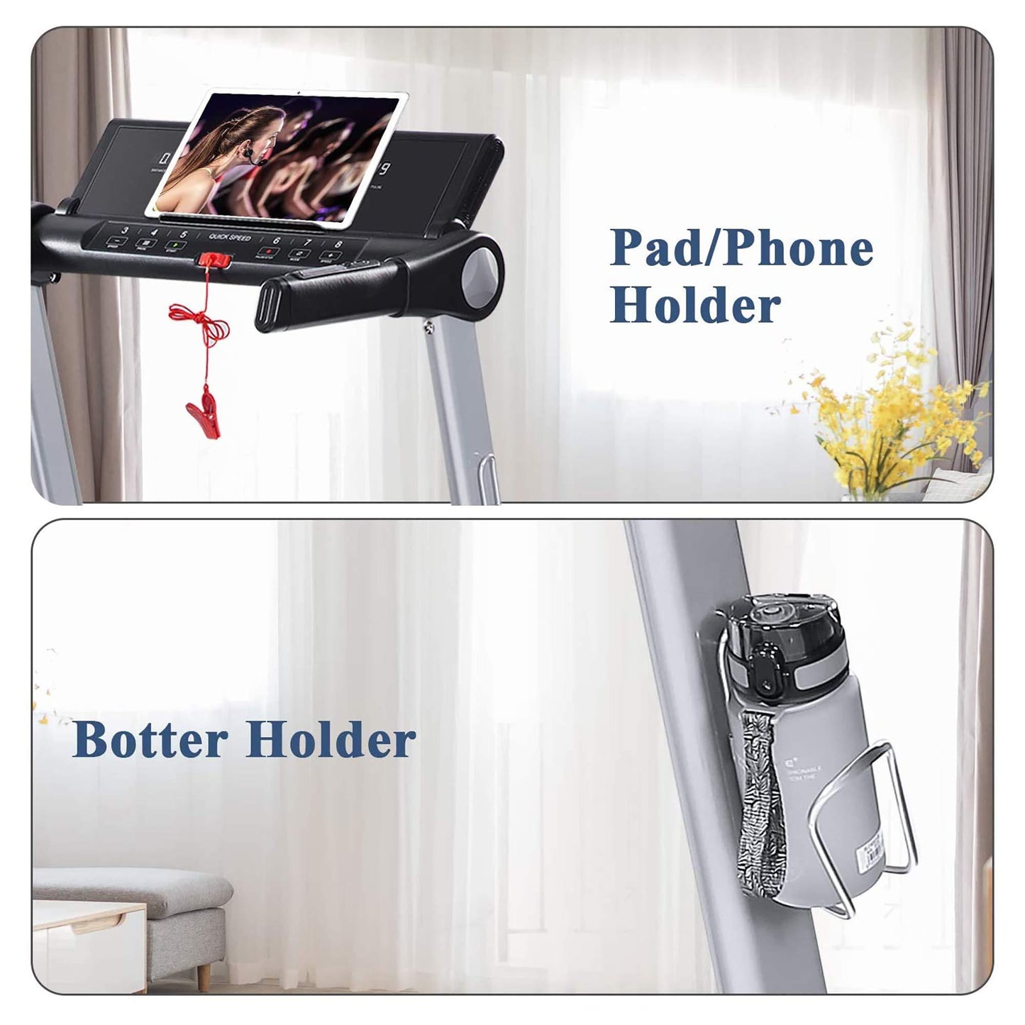 MaxKare 2.5HP Power Folding Treadmill Electric Motorized Running Machine with 15 Pre-Set Programs 8.5 MPH Max Speed White LED Display and Mobile Phone & Water Bottle Holder for Indoor Exercise