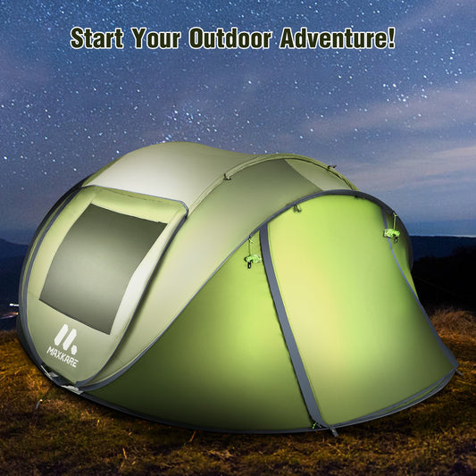 Outdoor Automatic Instant Pop Up Tent 3 4 Person, Portable Cabana Beach, Camping Tent, Water-Resistant, UV Protection Sun Shelter with Carrying Bag for Family-ArmyGreen