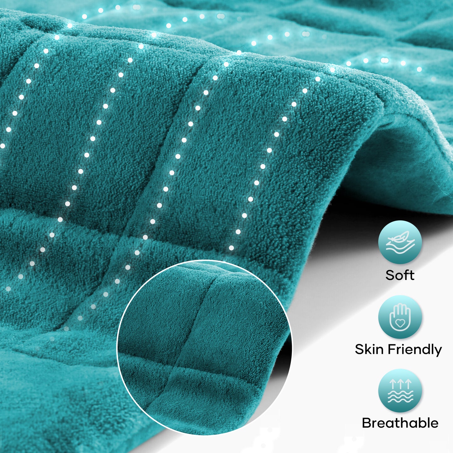 18"x33" Weighted Heating Pad for Back Pain Relief, 4lb Extra Large, 6 Heat Levels, 2H Auto-off, Blue