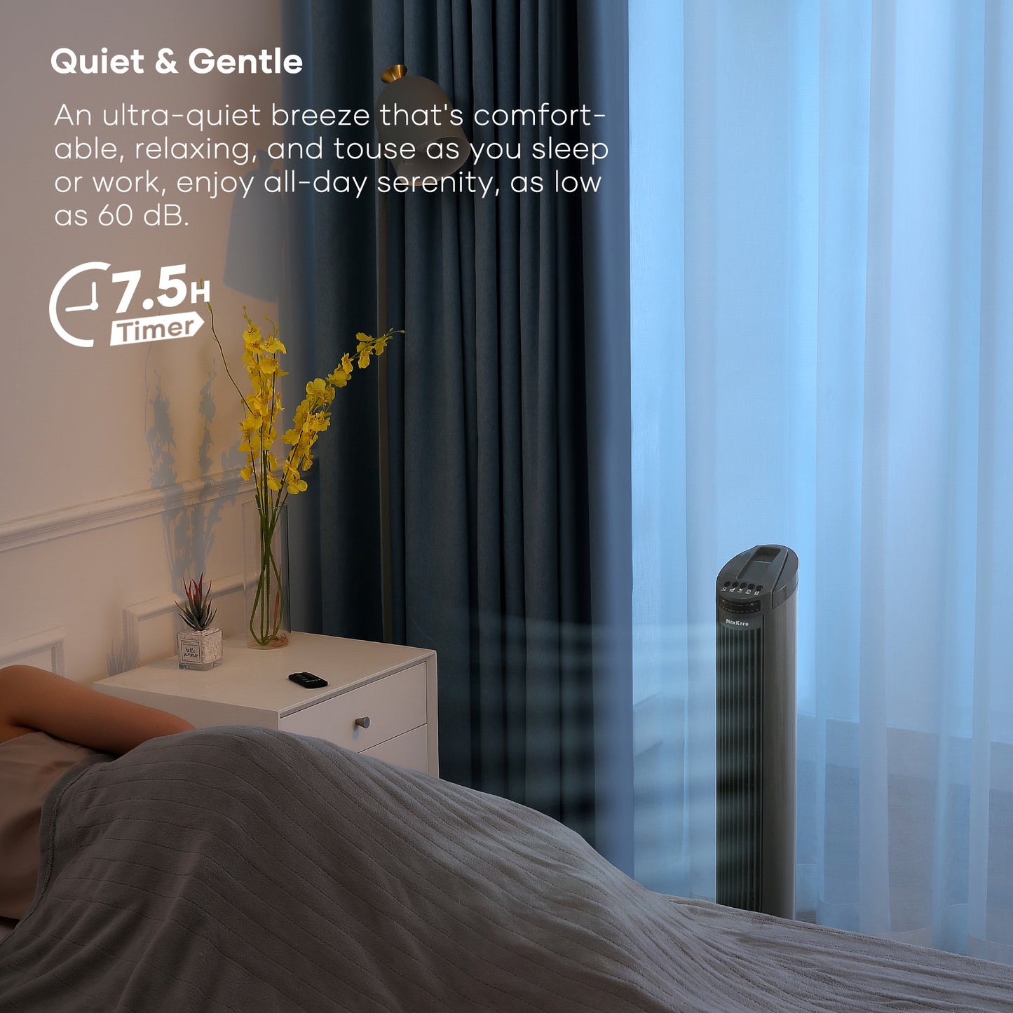 36’‘ Tower Fan with Remote, 3 Modes & 3 Wind Speeds, Quiet Cooling, Timer Setting, Space-Saving