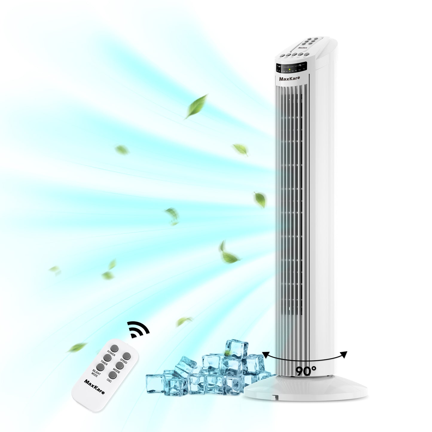 30'' Tower Fan with Remote, 3 Modes & 3 Wind Speeds, Quiet Cooling, Timer Setting, Space-Saving,White