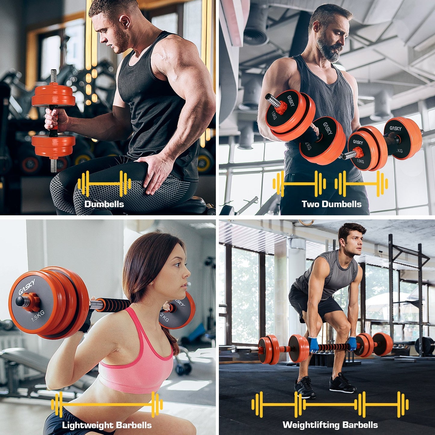 Barbell Dumbbell Set, 33LBS Adjustable Dumbbell Barbell Lifting Exercise & Fitness Dumbbells Set - NAIPO