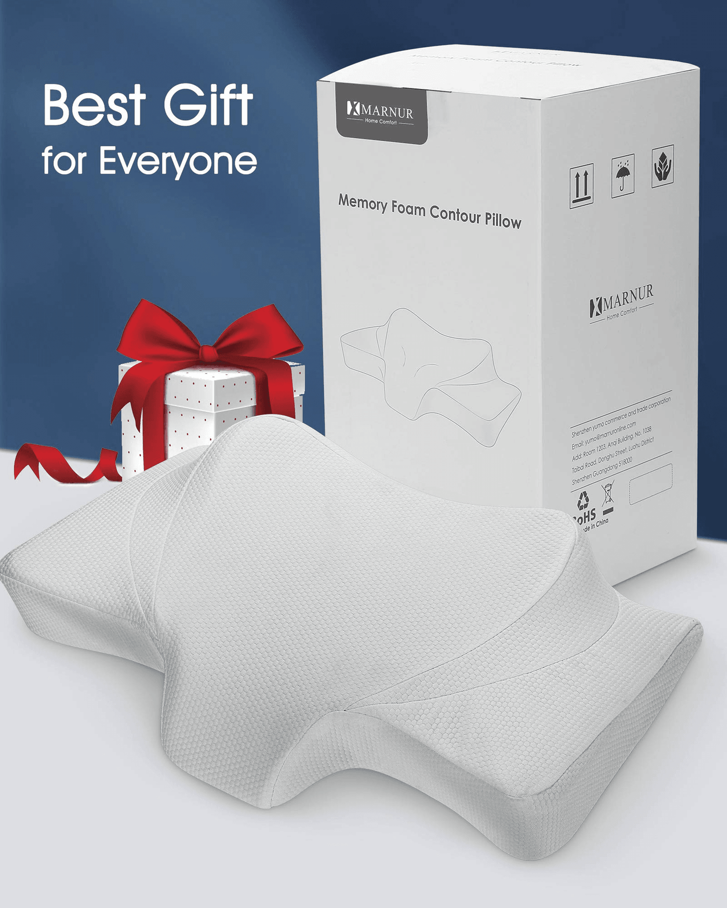 Cervical Pillow Memory Foam Pillow Orthopedic Sleeping Neck Pillows, Ergonomic Contour Pillow for Side Sleepers, Back and Stomach Sleepers (White-Pillow case Included) - NAIPO