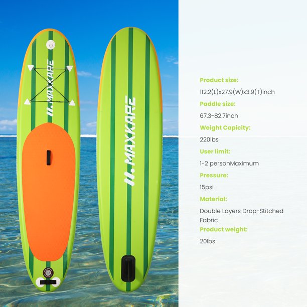 220lbs Load Capacity Inflatable Stand up Paddle Board with Full Accessories for Kids & Teens - Green