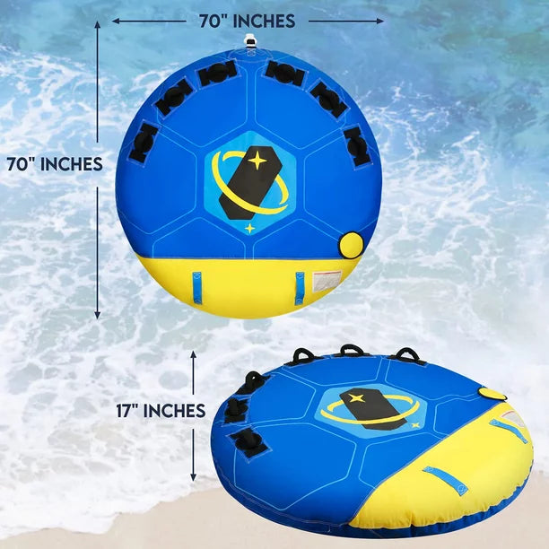 Towable Tubes for Boating 1-3 Person Inflatable Boat Tube with 70 inches for Youth Adult Have Fun in Oceans Lake, Blue