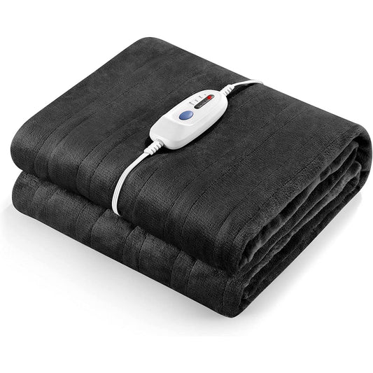 Electric Heated Blanket 62 x 84 inch, with 4 Heating Levels & 10H Auto-off, Home Use & Machine Washable-Grey
