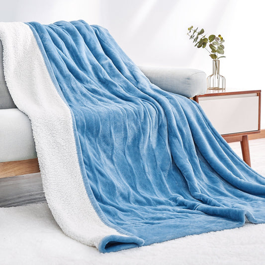 Electric Heated Blanket Twin Size 62"x 84" Flannel & Shu Velveteen Reversible, Fast Heating and for Full Body Warming with 10 Hours Auto Off & 4 Heat Settings, Machine Washable, Home Office Use - NAIPO