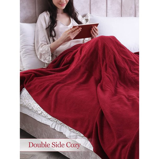 Electric Heated Blanket Fast Heating with 4 Heating Levels & 10 Hours Auto-Off,Overheating Protection Machine Washable - Red 62'' x 84''