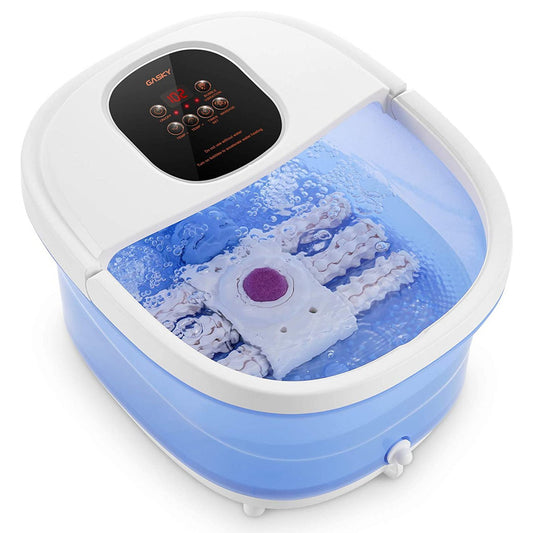 Foot Spa/Bath Massager 6 in 1-Heat, Bubbles, Vibration, 6 Motorized Shiatsu Rollers, Frequency Conversion, Time & Temprature Settings, Pedicure Tub Bath for Feet Home Use - NAIPO