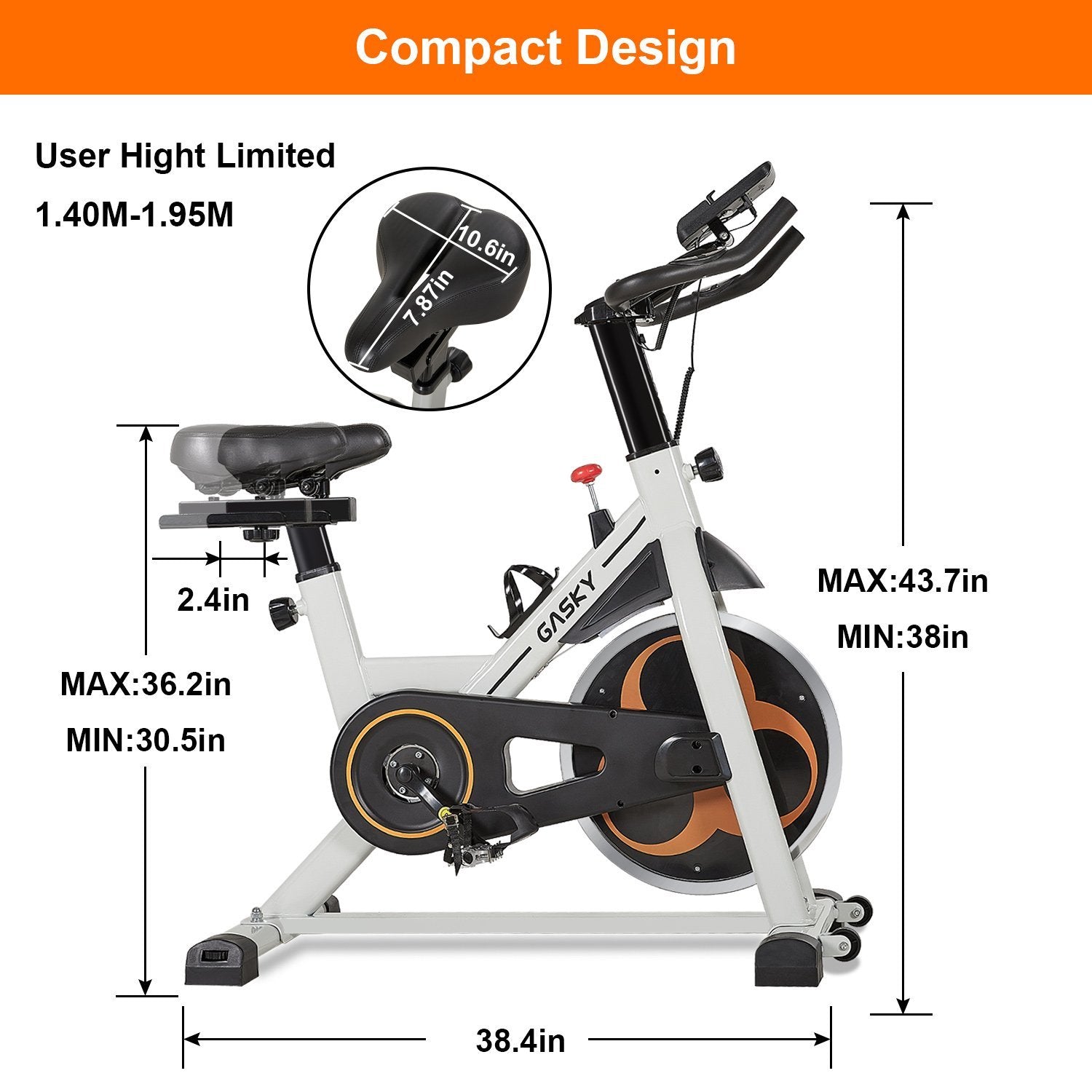 GASKY Indoor Exercise Bike Stationary Cycling Bike with LCD Monitor Tablet Holder, Comfortable Seat Cushion for Home Gym Office Use - NAIPO