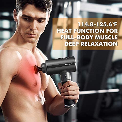 Heated Massage Percussion Gun for Athletes, Deep Tissue Muscle Massager for Pain Relief Athletic Recovery, Handheld Electric Massager Portable with 3 Mode & 5 Speed Levels, Ideal for Relaxation & Gift - NAIPO
