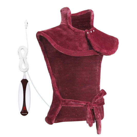 Large Heating Pad for Neck, Back and Shoulder, 24"x33" Heat Wrap with Fast-Heating and 5 Levels Temperature Settings, 2 Hours Auto Shut Off, Machine Washable - Red - NAIPO