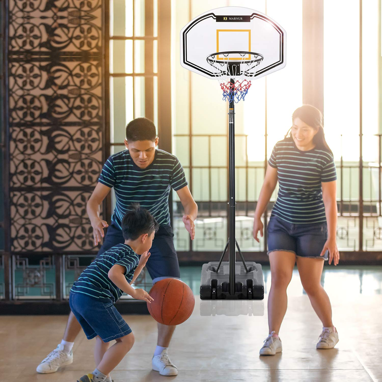 MARNUR Basketball Hoop Portable Basketball Goal Basketball System 35"x23.6" Backboard with Adjustable Height and Removable Wheels Outdoor/Indoor for Kids/Youth/Teenagers - NAIPO