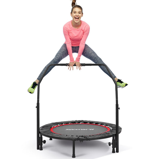 MaxKare 40” Fitness Trampoline-Exercise Rebounder for Indoor & Outdoor Foldable Design w. Adjustable Handle - NAIPO