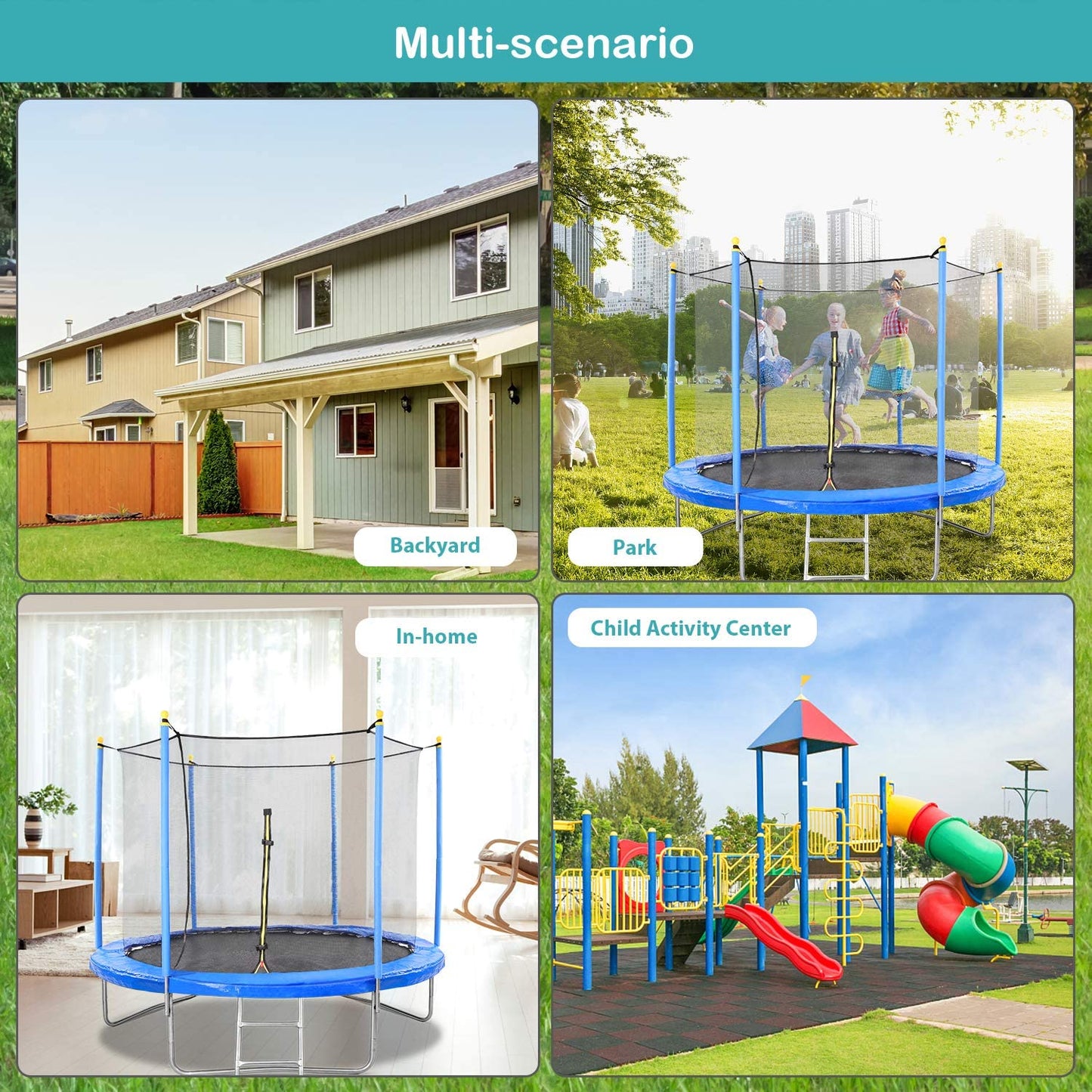 MaxKare 8 FT Trampoline with Enclosure Safety Net & Spring Cover Rebounder for Kids Jumping Exercise Fitness, Indoor Outdoor Use, 300-500 LBS Weight Capacity - NAIPO