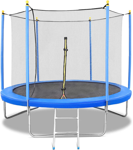 MaxKare 8 FT Trampoline with Enclosure Safety Net & Spring Cover Rebounder for Kids Jumping Exercise Fitness, Indoor Outdoor Use, 300-500 LBS Weight Capacity - NAIPO