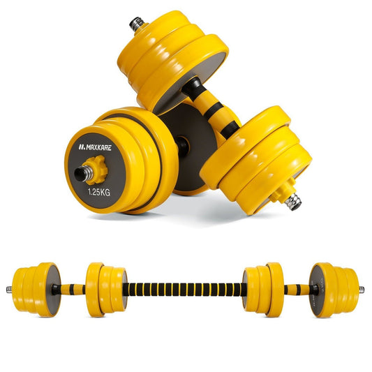 Maxkare Adjustable Dumbbell Barbell Weight Set, 44 Lbs Weight Set, Dumbbell Barbell 2 in 1 with Non-Slip Neoprene Hand and Connecting Rod Home Gym Equipment for Men and Women - NAIPO