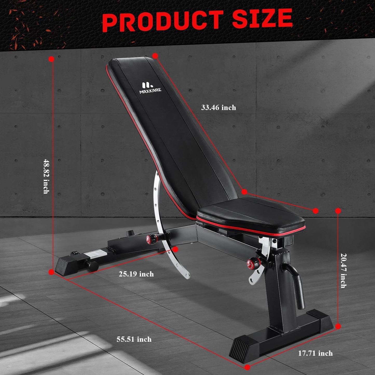 MaxKare Adjustable Weight Bench With 1000lbs Load Capacity 9+3 Levels Adjustable For Strength Training Resistance - NAIPO