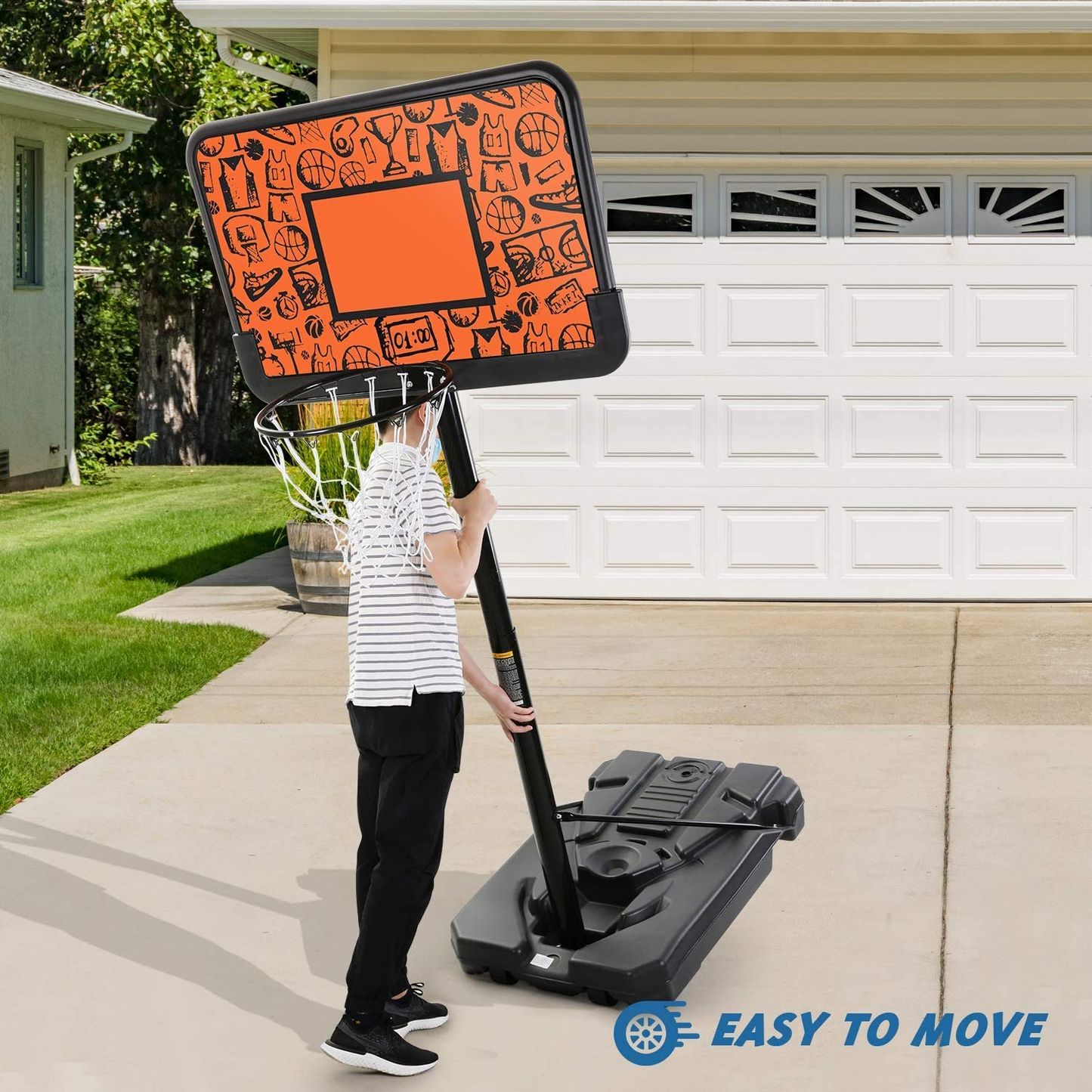 MaxKare Basketball Hoop Goal Portable Basketball System Set Stand Adjustable Height Poolside Outdoor Indoor for Kid Adult Pool W Aluminum Alloy Anti-Rust Large Backboard - NAIPO