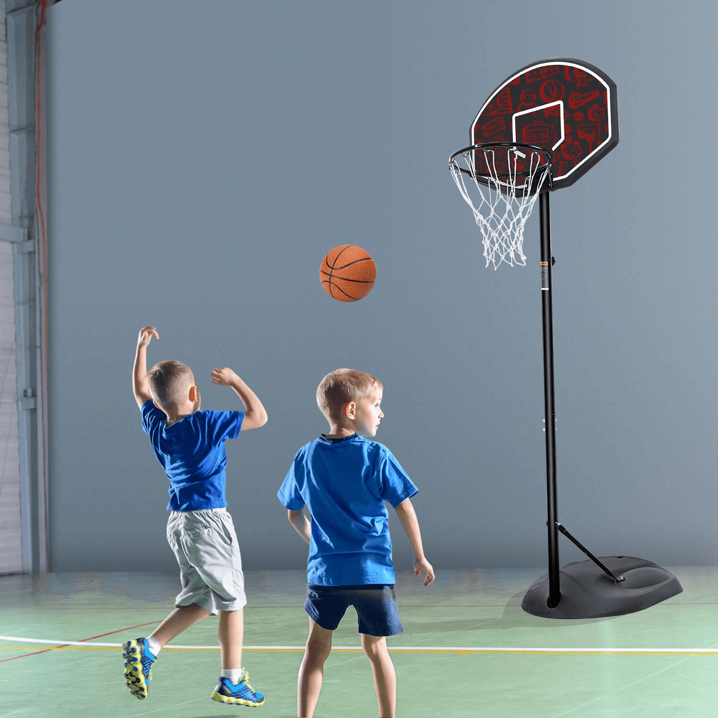 MaxKare Basketball Hoop & Goal Portable Basketball System Stand Height Adjustable 5.5ft -7.5ft with 32 in Backboard & Wheels for Youth Kids Outdoor Indoor Basketball Goal Game Play - NAIPO