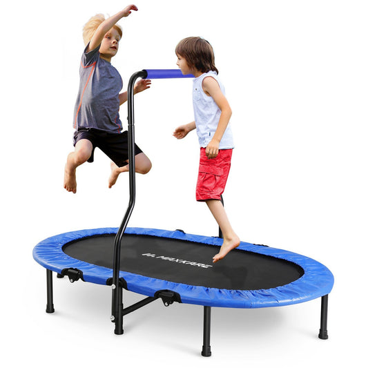 MaxKare Double Kids Trampoline- Mini Foldable Rebounder for Kids w. Adjustable & Detachable Handle - NAIPO