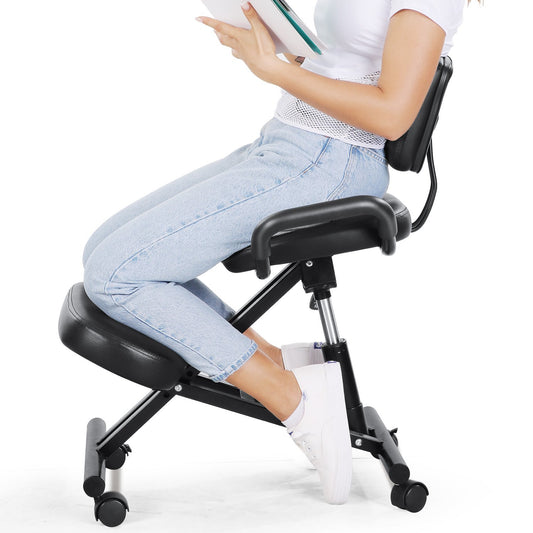 MaxKare Ergonomic Kneeling Chair Office Home Chair with Adjustable Height for Posture Correct| Bad Backs | Neck Pain Relieving | Spine Tension Relief-Thick Comfortable Cushion - NAIPO