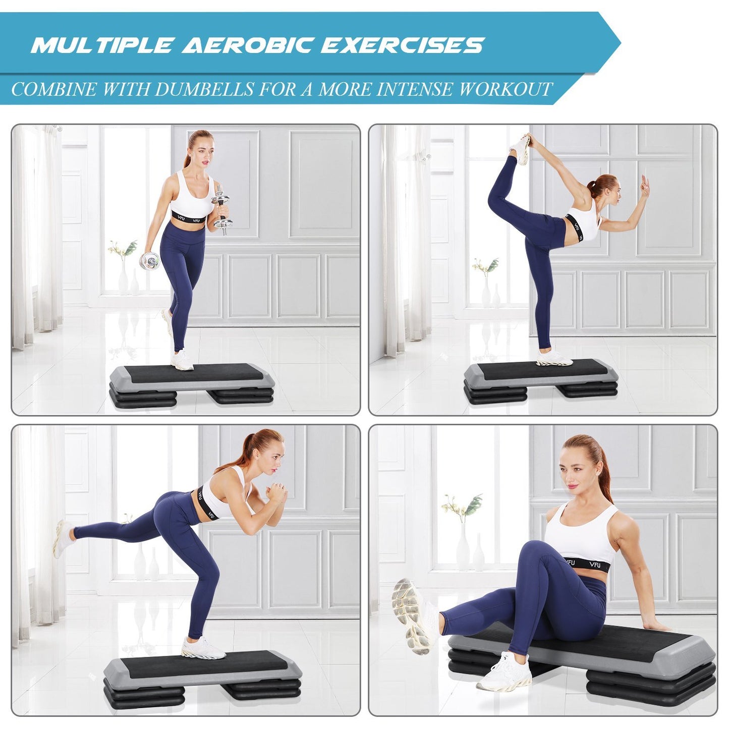 MaxKare Exercise Step Platform Adjustable Workout Aerobic Stepper with 4 risers in Fitness & Exercise for Cardio & Strength Training for Men & Women - NAIPO