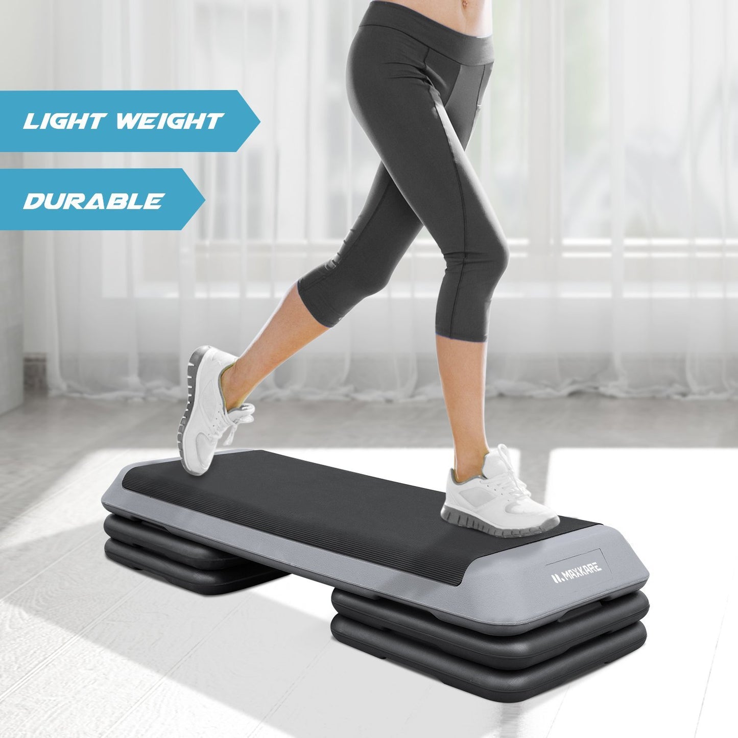 MaxKare Exercise Step Platform Adjustable Workout Aerobic Stepper with 4 risers in Fitness & Exercise for Cardio & Strength Training for Men & Women - NAIPO