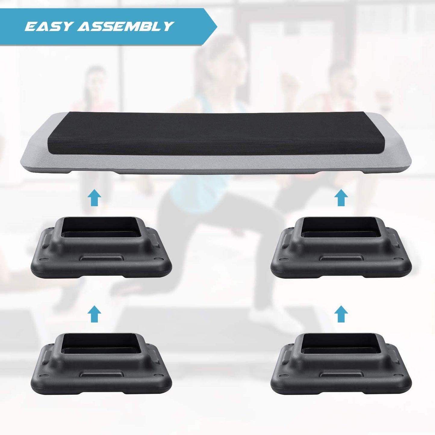 MaxKare Exercise Step Platform Adjustable Workout Aerobic Stepper with 4 risers in Fitness & Exercise for Cardio & Strength Training for Men & Women - NAIPO