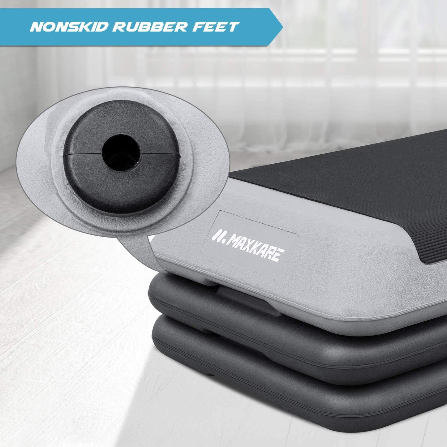 MaxKare Exercise Step Platform Adjustable Workout Aerobic Stepper with 4 risers in Fitness & Exercise for Cardio & Strength Training for Men & Women - NAIPO