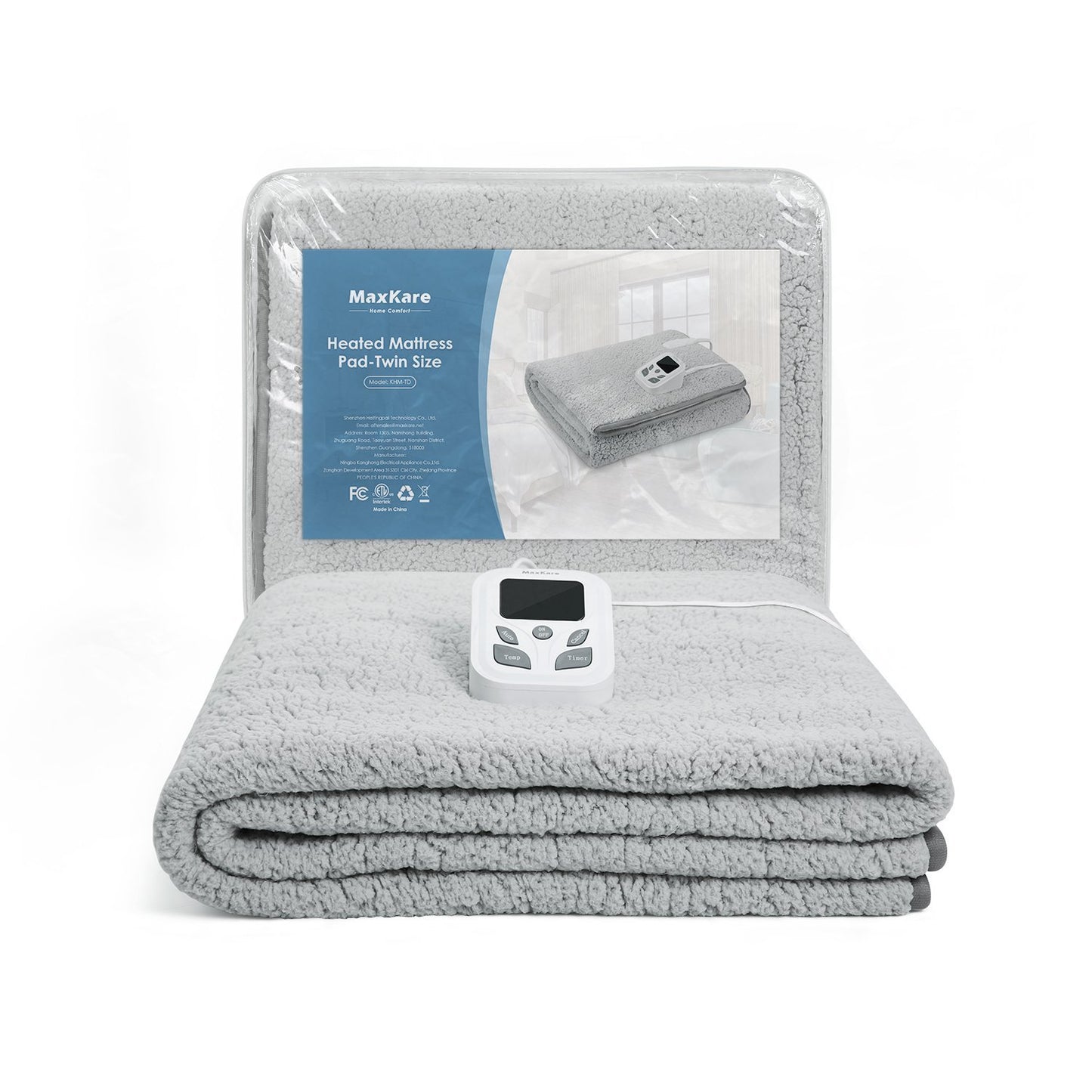 MaxKare Heated Mattress Pad Electric Underblanket Soft Cotton Fabric,10 Heat & 9 Timer Auto Off Settings ETL Certification Overheating Protection Relief Tense Muscle, Machine Washable & Dryer, Twin - NAIPO