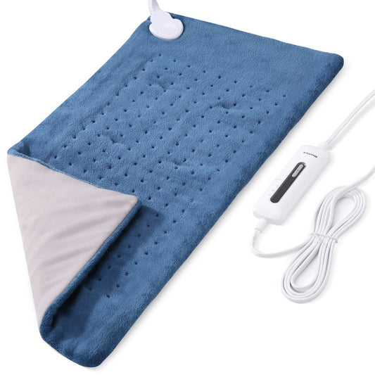 MaxKare Heating Pad for Back Pain, Neck and Shoulders and Cramps, Large 12" x 24" Size Ultra-Soft and 3 Heat Settings with Auto Shut Off, Moist & Dry Heat Options and Fast Heating - NAIPO