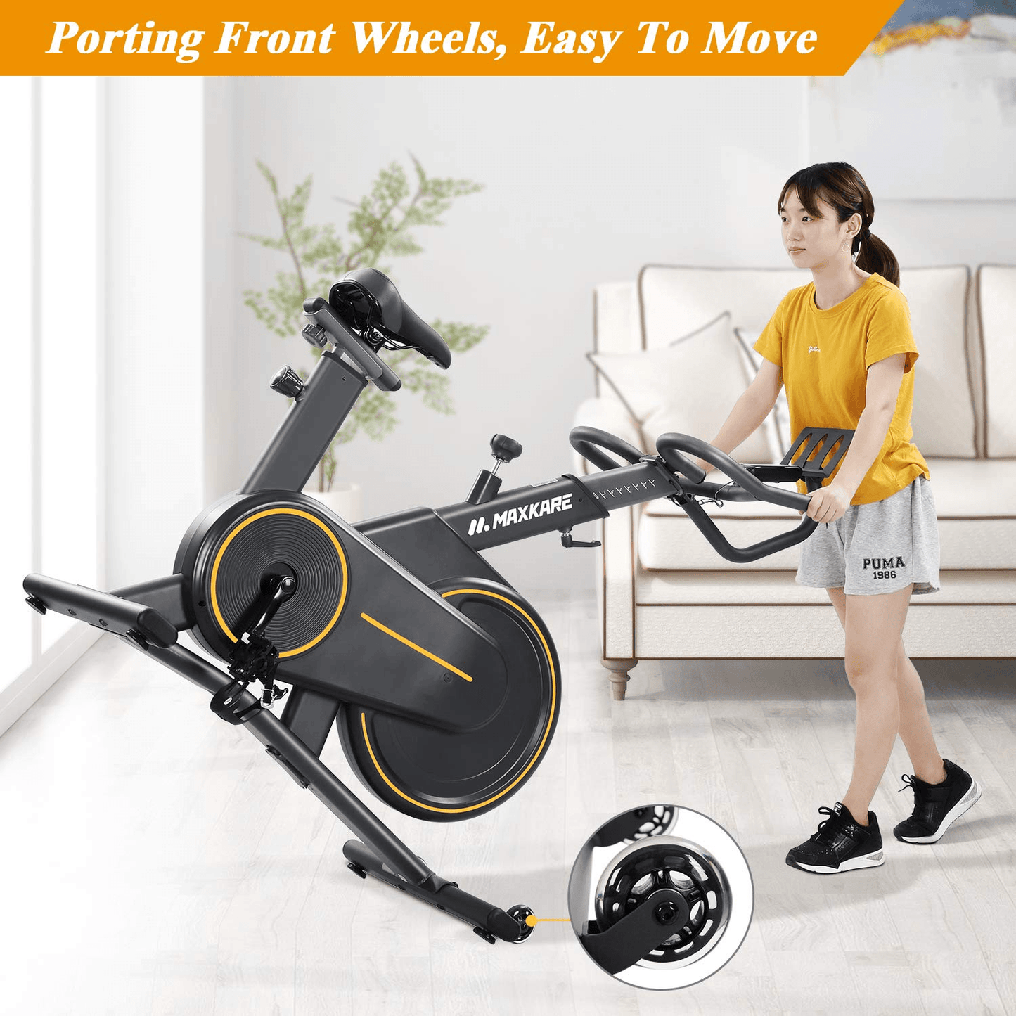 MaxKare Magnetic Cycling Bike, Multi-function Handle Stationary Bike with Independent Tablet Holder and LCD Monitor - NAIPO