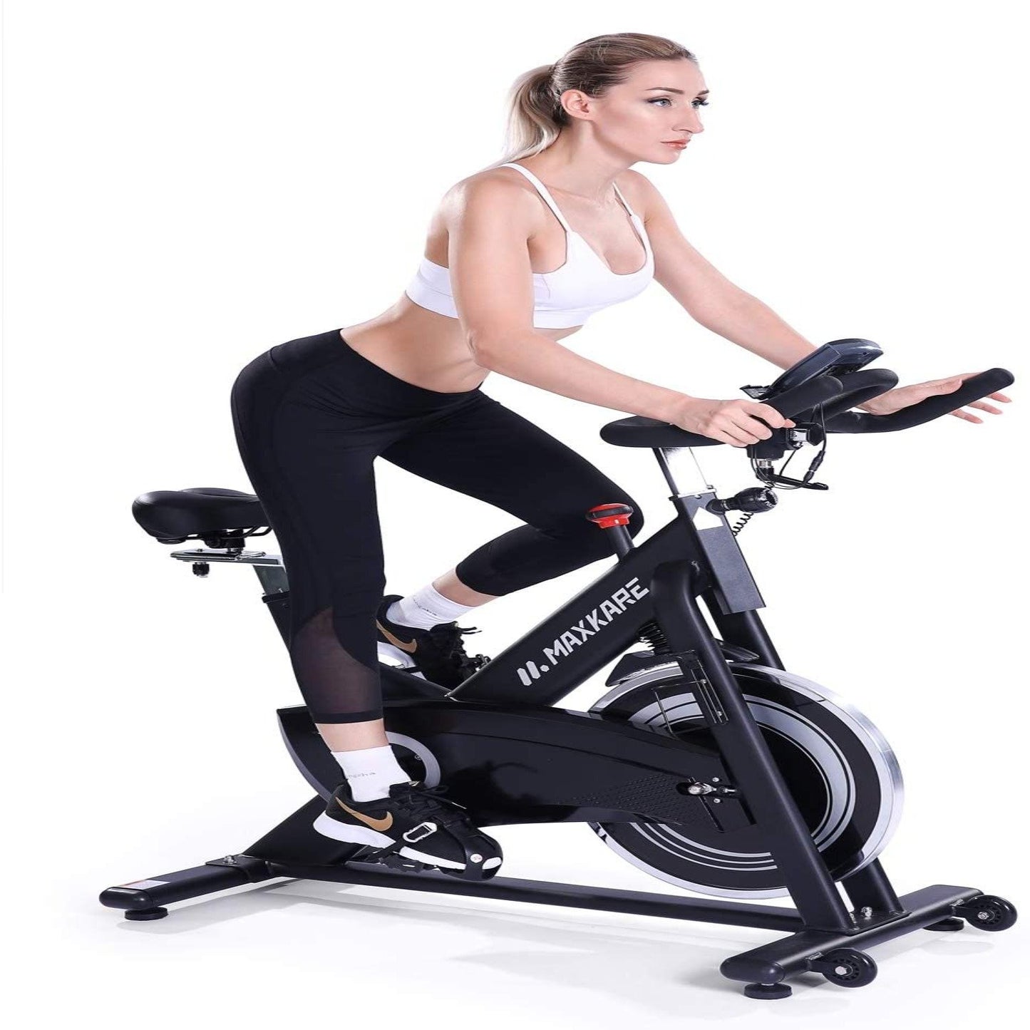 MaxKare Magnetic Exercise Bikes Stationary Belt Drive Indoor Cycling Bike with High Weight Capacity Adjustable Magnetic Resistance w/LCD Monitor - NAIPO