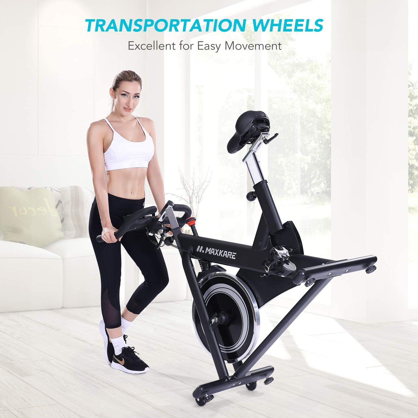 MaxKare Magnetic Exercise Bikes Stationary Belt Drive Indoor Cycling Bike with High Weight Capacity Adjustable Magnetic Resistance w/LCD Monitor - NAIPO