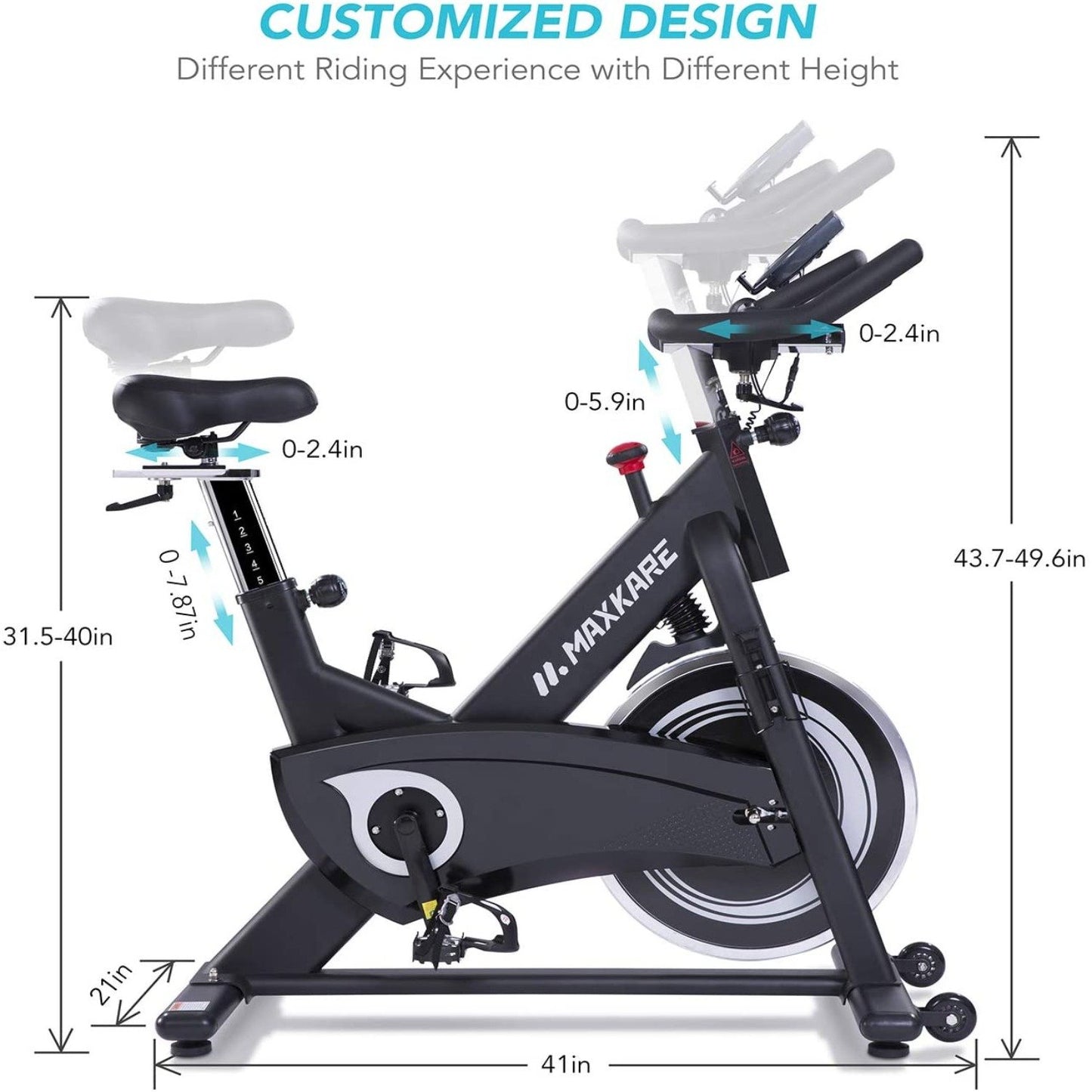 MaxKare Magnetic Exercise Bikes Stationary Belt Drive Indoor Cycling Bike with High Weight Capacity Adjustable Magnetic Resistance w/LCD Monitor - NAIPO