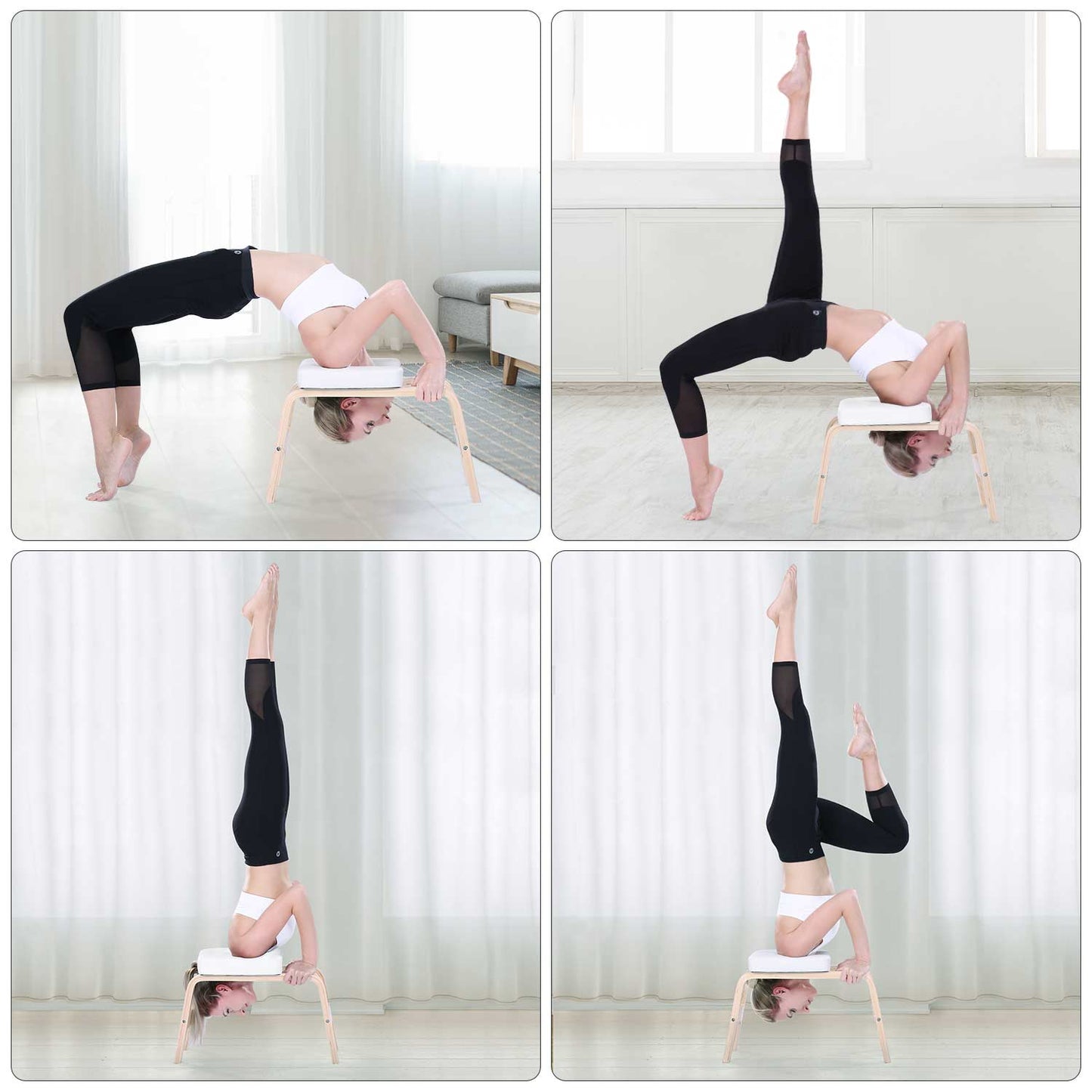 MaxKare Yoga Headstand Bench Head Stand Wood Inversion Chair Stool Handstand with PVC Pads for Workout, Home Gym Unisex- Relieve Fatigue and Tone Muscle - NAIPO