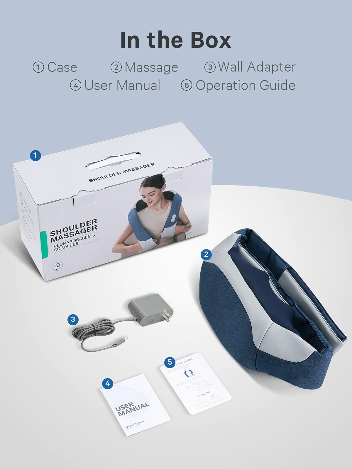 Naipo Cordless Rechargeable Back Massager Shiatsu Neck Shoulder Massager - NAIPO