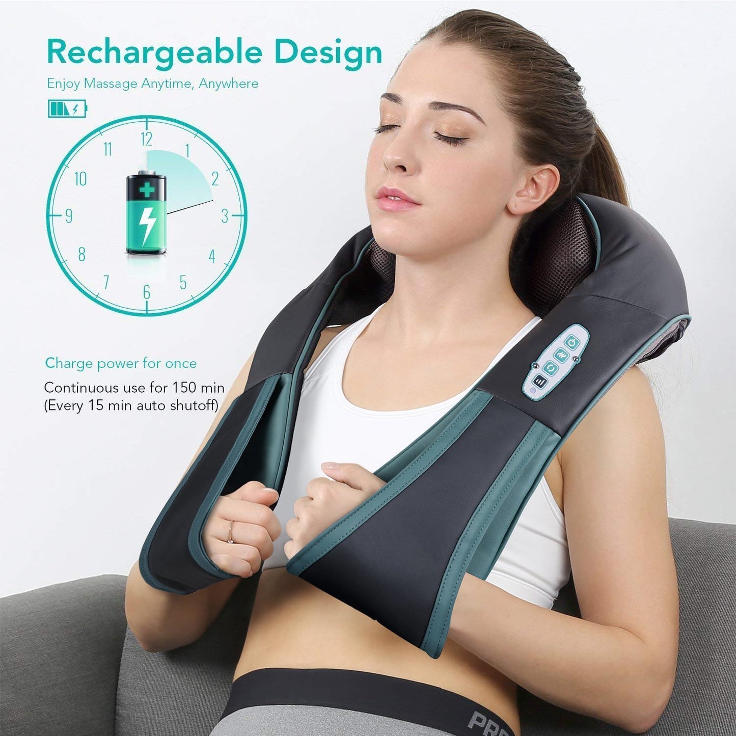 Naipo Shiatsu Neck Shoulder Massager Cordless Back Massager with Heat - NAIPO