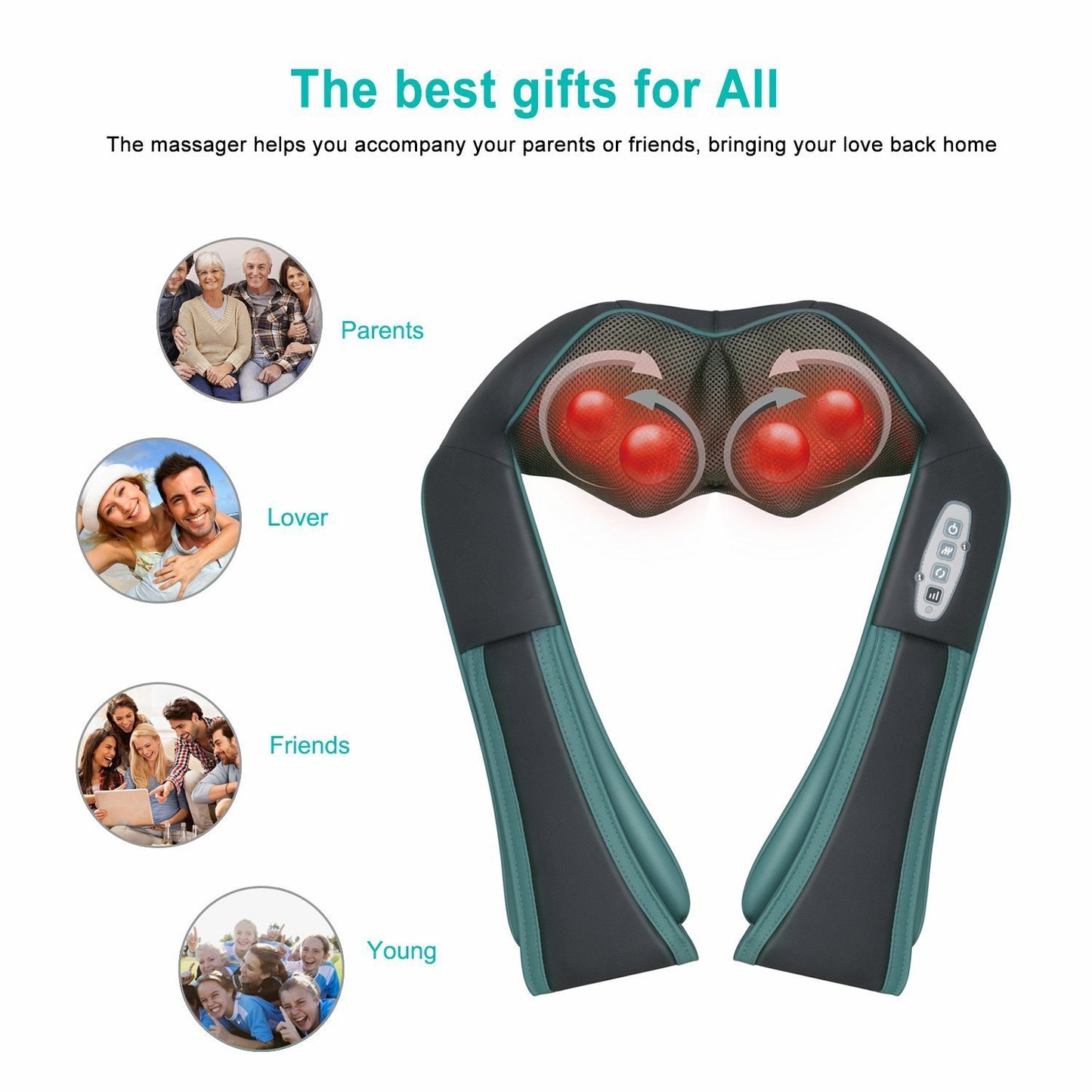 Naipo Shiatsu Neck Shoulder Massager Cordless Back Massager with Heat - NAIPO