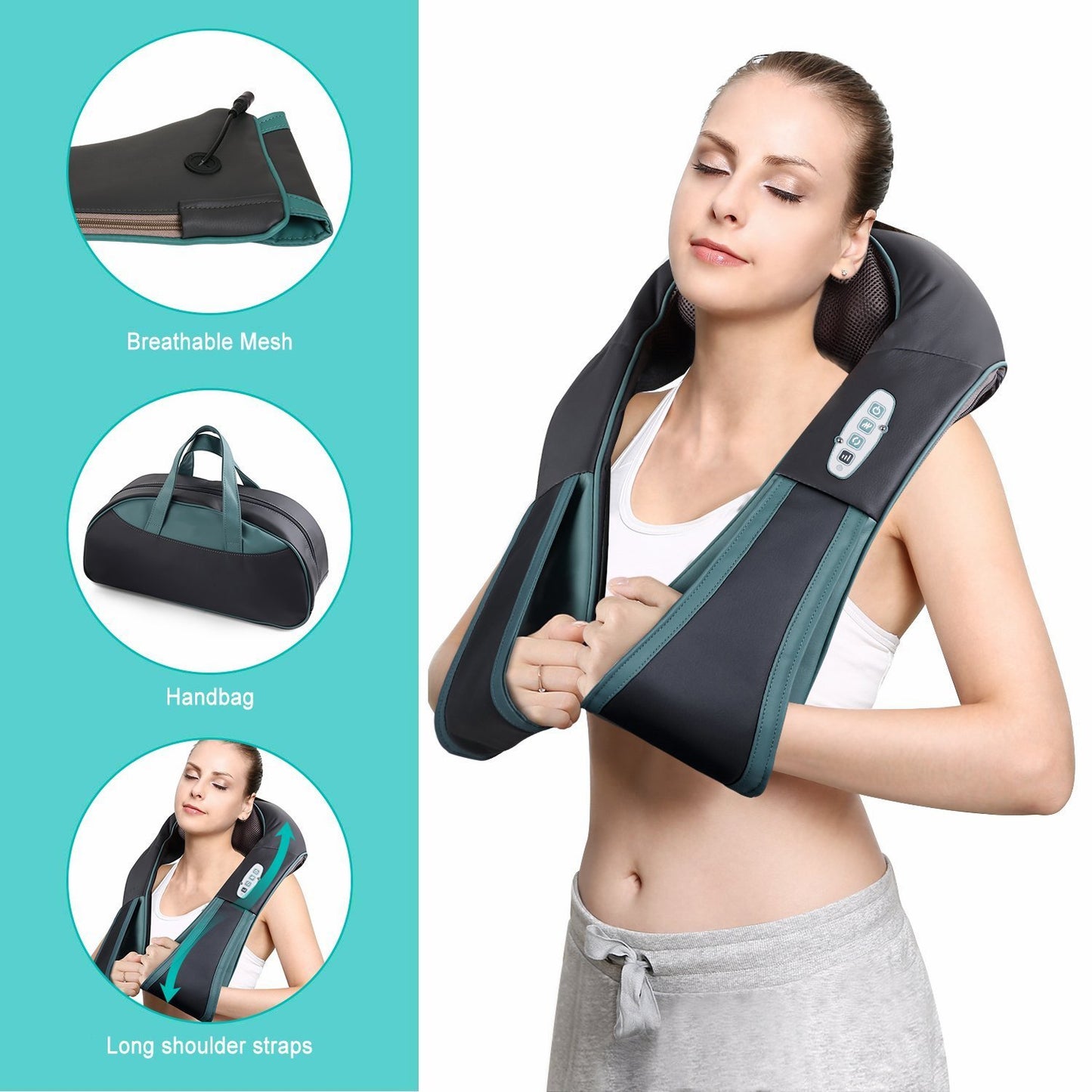 Naipo Shiatsu Neck Shoulder Massager Cordless Back Massager with Heat - NAIPO
