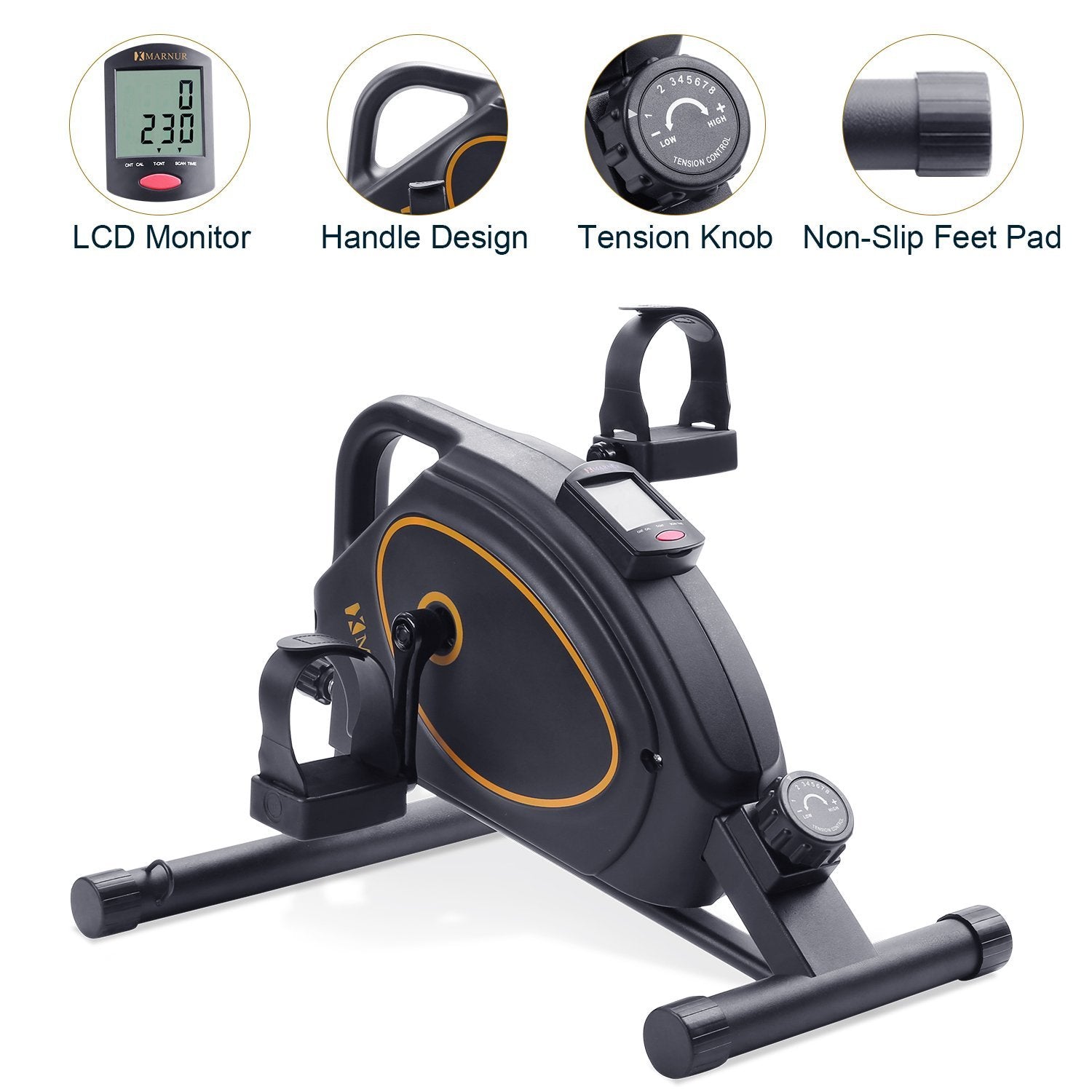 under desk bike pedal exerciser mini exercise bike stationary bikes static bike seated magnetic resistance portable machine arm foot leg therapy seniors elderly home sitting indoor small office workout best cheap gift for parents - NAIPO