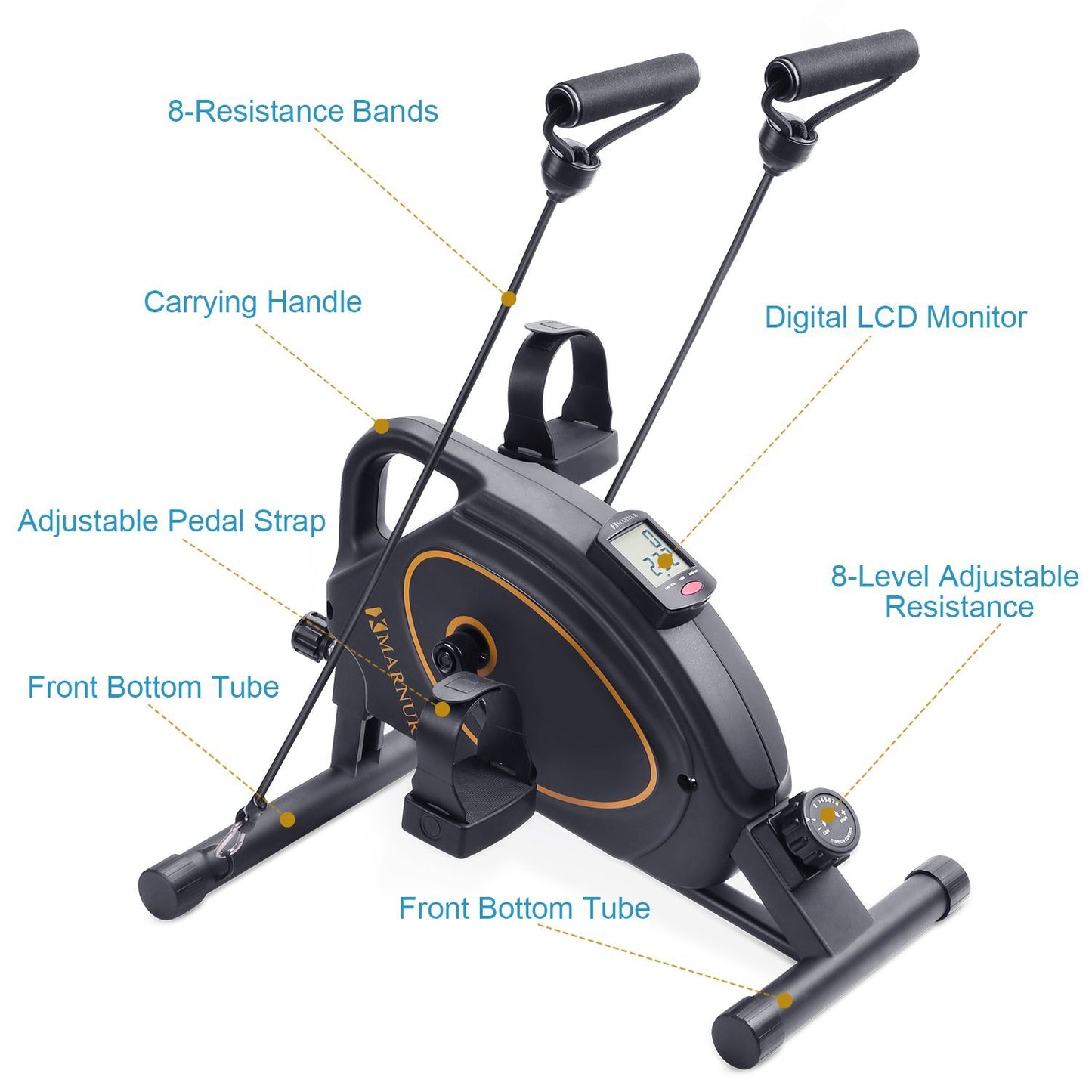 under desk bike pedal exerciser mini exercise bike stationary bikes static bike seated magnetic resistance portable machine arm foot leg therapy seniors elderly home sitting indoor small office workout best cheap gift for parents - NAIPO